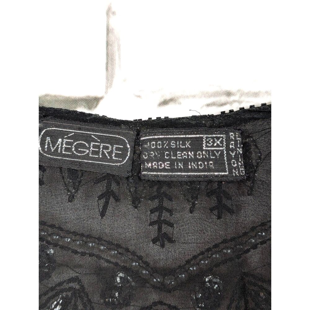 VINTAGE MEGERE Art Deco Sequined Beaded Silk Blouse Glam Whimsygoth *XL - Picture 7 of 8